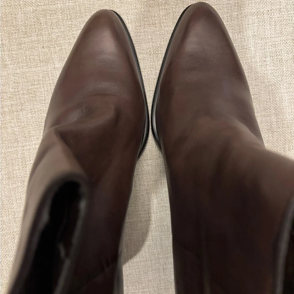 Vintage Nine West Espresso Brown Genuine Leather Ankle Heel Boots 90s Office - Picture 6 of 15